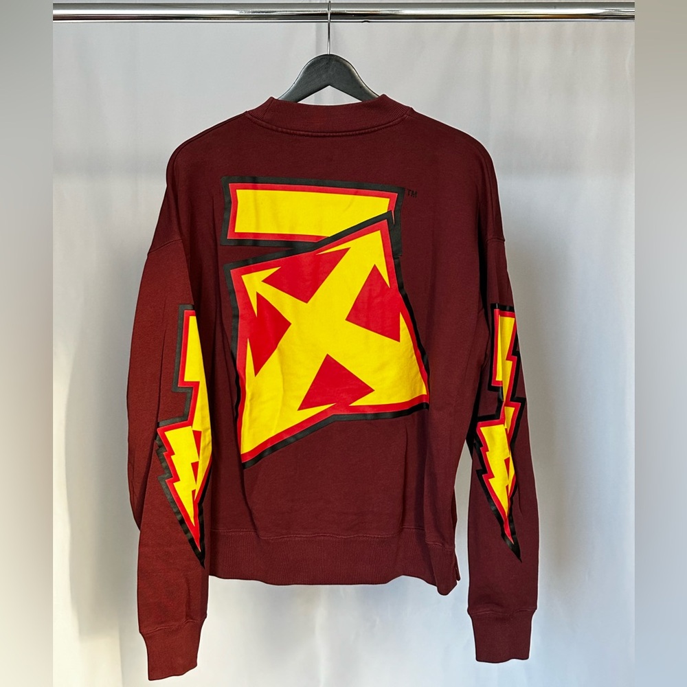 Off-White Thunder Cotton Sweater with front and back print size XS (unisex) - Picture 8 of 14